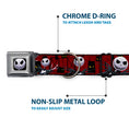 Load image into Gallery viewer, Jack Expression6 Full Color Seatbelt Buckle Collar - Nightmare Before Christmas 3-Jack Poses/Peeping Eyes Burgundy/Black/Yellow
