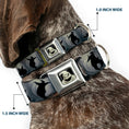 Load image into Gallery viewer, Oogie Boogie CLOSE-UP Full Color Seatbelt Buckle Collar - Oogie Boogie Silhouette Poses Gray/Black
