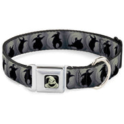 Oogie Boogie CLOSE-UP Full Color Seatbelt Buckle Collar - Oogie Boogie Silhouette Poses Gray/Black