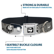 Jack Expression7 Full Color Seatbelt Buckle Collar - NBC Jack & Sally Cemetery Scene Gray/Black/White