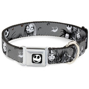 Jack Expression7 Full Color Seatbelt Buckle Collar - NBC Jack & Sally Cemetery Scene Gray/Black/White