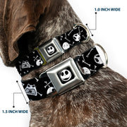 Jack Expressions/Bones Scattered Full Color Black/White Seatbelt Buckle Collar - Jack Expressions/Bones Scattered Black/White