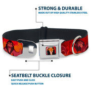 Scar Red Full Color Seatbelt Buckle Collar - Simba Scar Battle Scene Fiery Red