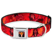 Scar Red Full Color Seatbelt Buckle Collar - Simba Scar Battle Scene Fiery Red