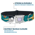 Load image into Gallery viewer, LUCA Logo Full Color Lavender/White Seatbelt Buckle Collar - Luca and Alberto Sea Monsters Swimming Poses Turquoise Blues
