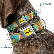 LUCA Logo Full Color Yellow/Black Seatbelt Buckle Collar - Luca The Piazza Poster Collage Stacked
