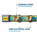 Load image into Gallery viewer, LUCA Logo Full Color Yellow/Black Seatbelt Buckle Collar - Luca The Piazza Poster Collage Stacked
