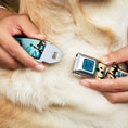 Load image into Gallery viewer, LUCA Logo Full Color Turquoise/Black Seatbelt Buckle Collar - Luca and Alberto Sea Monsters Underwater Silhouette Ombre/Black
