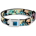Load image into Gallery viewer, LUCA Logo Full Color Turquoise/Black Seatbelt Buckle Collar - Luca and Alberto Sea Monsters Underwater Silhouette Ombre/Black
