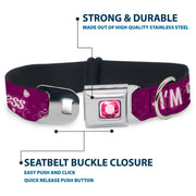 Princess Gem Full Color Fuchsia Seatbelt Buckle Collar - I'M 99.9% SURE I'M A DISNEY PRINCESS Pinks/White