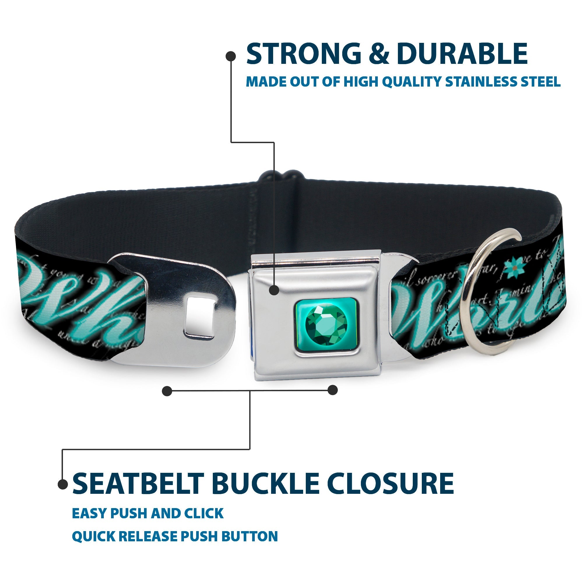 Princess Gem Full Color Turquoise Seatbelt Buckle Collar - Aladdin A WHOLE NEW WORLD/Story Script