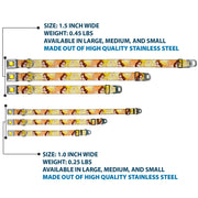 Princess Gem CLOSE-UP Full Color Yellow Seatbelt Buckle Collar - Belle Poses/Enchanted Rose/Story Script Yellow/Pinks