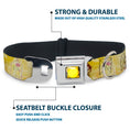 Load image into Gallery viewer, Princess Gem CLOSE-UP Full Color Yellow Seatbelt Buckle Collar - Belle Poses/Enchanted Rose/Story Script Yellow/Pinks
