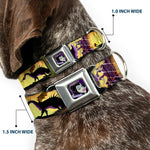 Maleficent Face Full Color Purple Fade Seatbelt Buckle Collar - Maleficent Poses