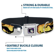 Maleficent Face Full Color Purple Fade Seatbelt Buckle Collar - Maleficent Poses