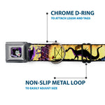 Maleficent Face Full Color Purple Fade Seatbelt Buckle Collar - Maleficent Poses