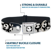 Jack Expression9 Full Color Seatbelt Buckle Collar - NBC Jack Expressions Scattered Black/White