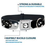 Jack Expression8 Full Color Seatbelt Buckle Collar - Jack Outline Expressions Scattered Black/White