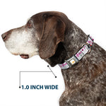 Disney Princess Crown Full Color Golds Seatbelt Buckle Collar - Frozen Anna Castle Pose with Flowers and Script Grays/Pinks