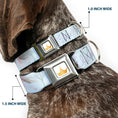Load image into Gallery viewer, Disney Princess Crown Full Color Golds Seatbelt Buckle Collar - Frozen Elsa Snowflake Pose with Trees and Script Blues/Purples
