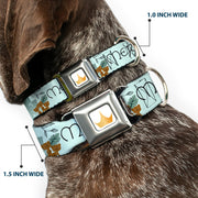 Disney Princess Crown Full Color Golds Seatbelt Buckle Collar - Brave Merida Castle and Three Bear Brothers Pose with Script Greens