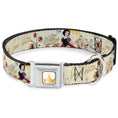 Load image into Gallery viewer, Disney Princess Crown Full Color Golds Seatbelt Buckle Collar - Snow White and the Seven Dwarfs with Script and Flowers Yellows
