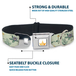 Disney Princess Crown Full Color Golds Seatbelt Buckle Collar - The Princess and the Frog Tiana Palace Pose with Script and Flowers Greens