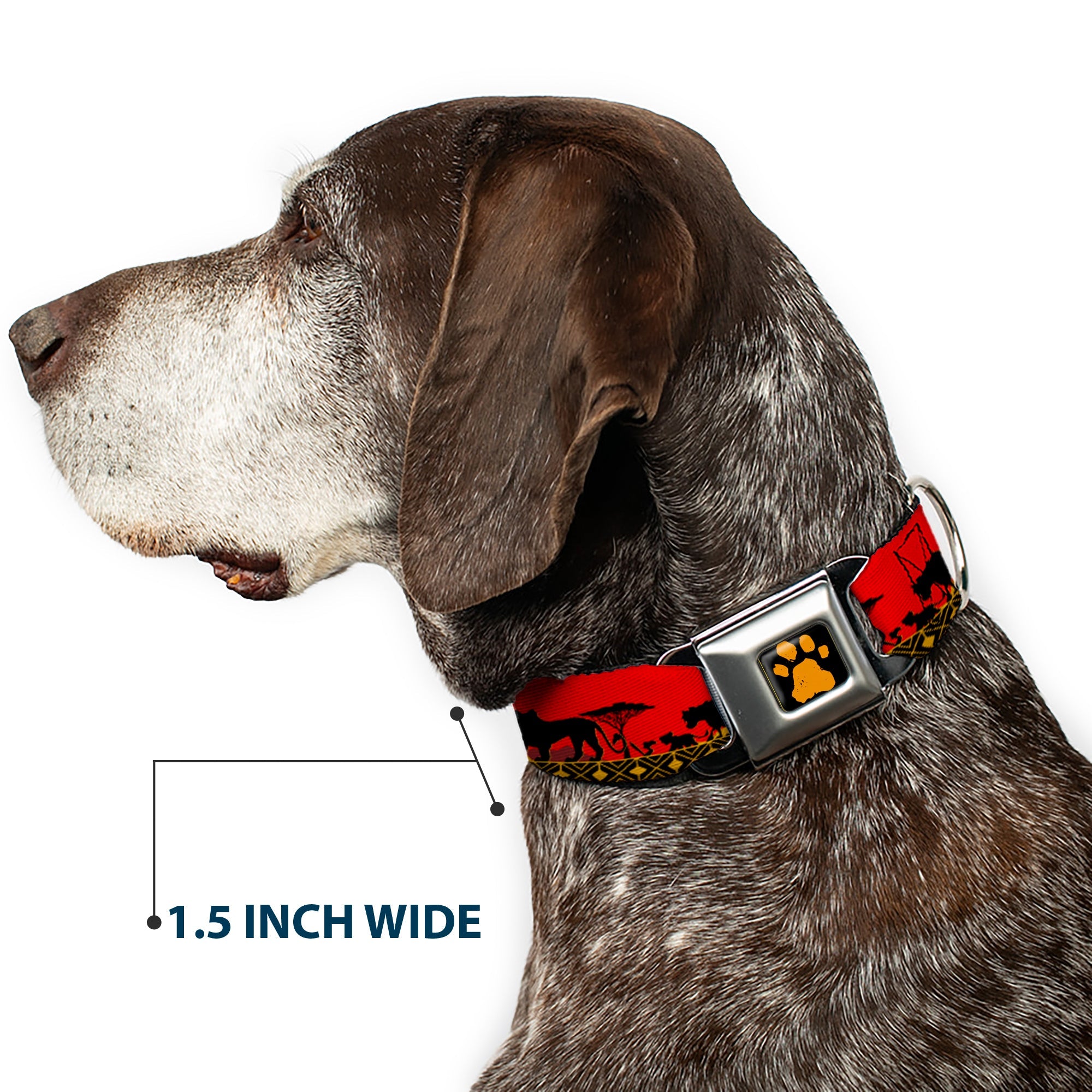 Lion King Paw Full Color Black Gold Seatbelt Buckle Collar - Mufasa & Simba JUST CAN'T WAIT TO BE KING/Family Silhouette