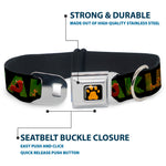 Lion King Paw Full Color Black Gold Seatbelt Buckle Collar - HAKUNA MATATA Black/Lion King Scenes