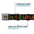 Load image into Gallery viewer, Southlake Paws Lion King Paw Full Color Collar features a black strap with vibrant Lion King scenes and "HAKUNA MATATA" text.
