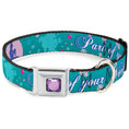 Load image into Gallery viewer, Princess Gem CLOSE-UP Full Color Purple Seatbelt Buckle Collar - Little Mermaid Silhouette Scenes PART OF YOUR WORLD Blues
