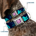 Load image into Gallery viewer, Princess Gem CLOSE-UP Full Color Purple Seatbelt Buckle Collar - Aladdin & Jasmine Silhouette A WHOLE NEW WORLD
