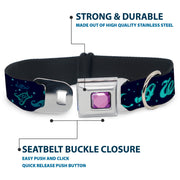 Princess Gem CLOSE-UP Full Color Purple Seatbelt Buckle Collar - Aladdin & Jasmine Silhouette A WHOLE NEW WORLD
