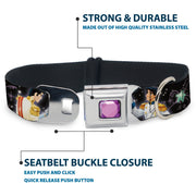 Princess Gem CLOSE-UP Full Color Purple Seatbelt Buckle Collar - Disney Princesses & Prince's Dancing