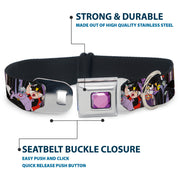 Princess Gem CLOSE-UP Full Color Purple Seatbelt Buckle Collar - 5-Disney Villains Stacked