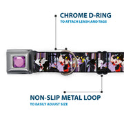 Princess Gem CLOSE-UP Full Color Purple Seatbelt Buckle Collar - 5-Disney Villains Stacked