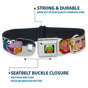 Kermit Face Full Color Black Seatbelt Buckle Collar - Muppets Faces CLOSE-UP Black