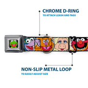 Kermit Face Full Color Black Seatbelt Buckle Collar - Muppets Faces CLOSE-UP Black