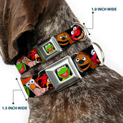 Kermit Face Full Color Black Seatbelt Buckle Collar - Muppets Faces Black