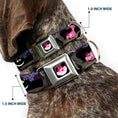 Load image into Gallery viewer, Cheshire Cat Face Full Color Black Seatbelt Buckle Collar - Alice & the Cheshire Cat Scenes
