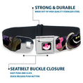 Load image into Gallery viewer, Cheshire Cat Face Full Color Black Seatbelt Buckle Collar - Alice & the Cheshire Cat Scenes
