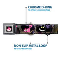 Load image into Gallery viewer, Cheshire Cat Face Full Color Black Seatbelt Buckle Collar - Alice & the Cheshire Cat Scenes
