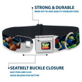 Load image into Gallery viewer, TOY STORY Logo Full Color Black Seatbelt Buckle Collar - Toy Story Characters Running2 Denim Rays
