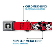 Mickey Mouse Winking Full Color Black Seatbelt Buckle Collar - Mickey Mouse Expressions Red/Black/White