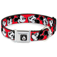 Load image into Gallery viewer, Mickey Mouse Winking Full Color Black Seatbelt Buckle Collar - Mickey Mouse Expressions Red/Black/White
