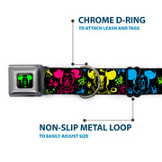 Mickey Mouse Expression1 Full Color Black/Neon Green Seatbelt Buckle Collar - Mickey Expressions/Paint Splatter Black/Multi Neon