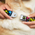 Load image into Gallery viewer, Mickey Mouse Expression1 Full Color Black/Neon Green Seatbelt Buckle Collar - Mickey Expressions/Paint Splatter Black/Multi Neon
