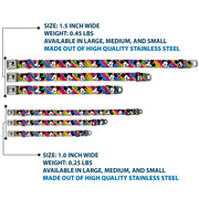 Mickey Mouse Winking CLOSE-UP Full Color Multi Color Black White Seatbelt Buckle Collar - Mickey Mouse Expressions Multi Color White/Black