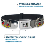 Mickey Mouse w Glasses Full Color Gray Seatbelt Buckle Collar - Mickey Mouse w/Glasses Poses Gray