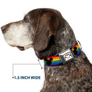 DISNEY Mickey Mouse Pride Ears Icon Full Color White/Multi Color Seatbelt Buckle Collar - Mickey Mouse Ears Icon Rainbow Pride Flag